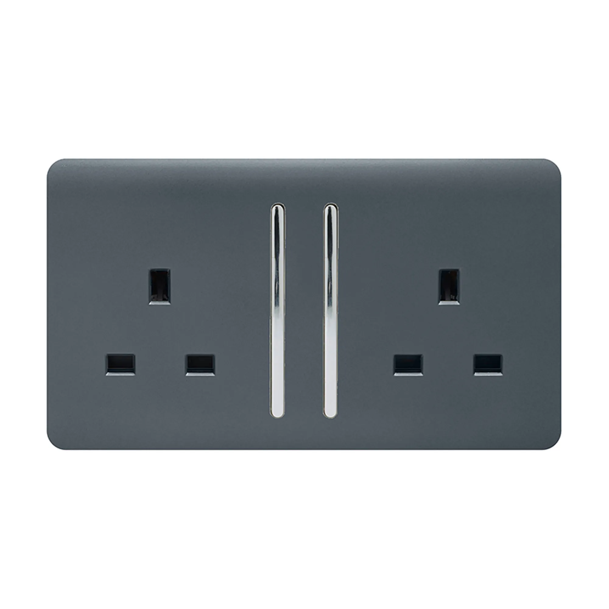 2 Gang 13Amp Long Switched Double Socket Warm Grey